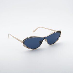 Dior FILDIOR M1U B0B0 Sunglasses Gold Cat Eye Frame, Blue Lenses